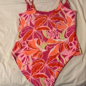 Tropical Pink and Orange Kids Swimsuit